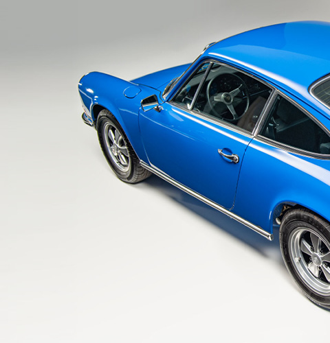 blauer Porsche 911 (Ur-Elfer) von schräg oben
